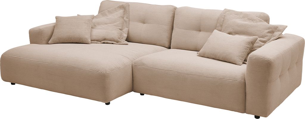 KAWOLA Sofa MIKA Ecksofa Cord taupe Longchair links