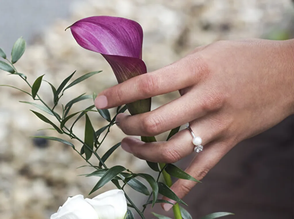 Anello aperto in argento con zirconi e perle AGG339, M (56 - 59 mm) - 2