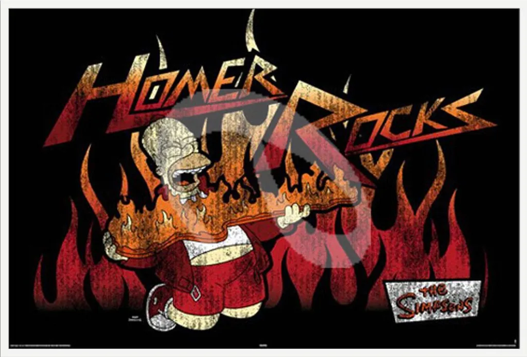 Affiche Simpson Homer Rocks sous cadre blanc incassable vitre acrylique