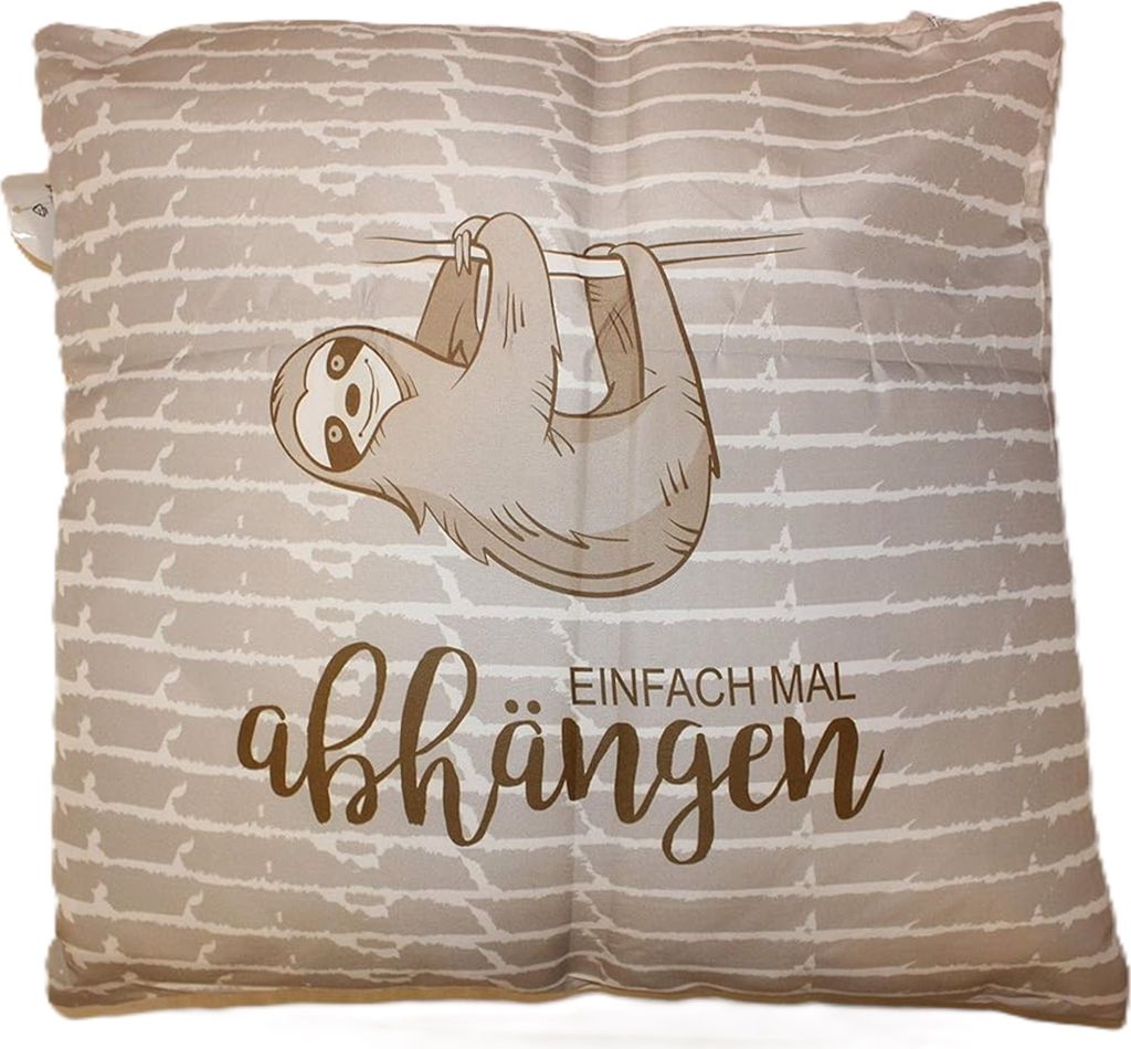 Cepewa - 439780 - Kissen, Faultier, Einfach mal abhängen, 40cm x 40cm, Polyester, waschbar
