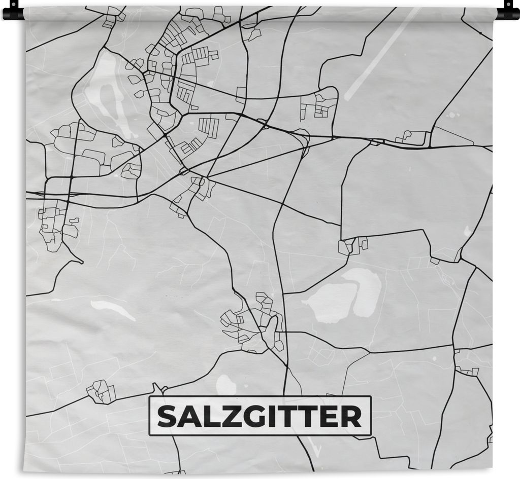 MuchoWow Wandteppich Wandbehang Deutschland - Karte - Stadtplan - Salzgitter 120x120 cm Tapisserie Dekoration Wandtuch - Modern - Baumwollgewebe