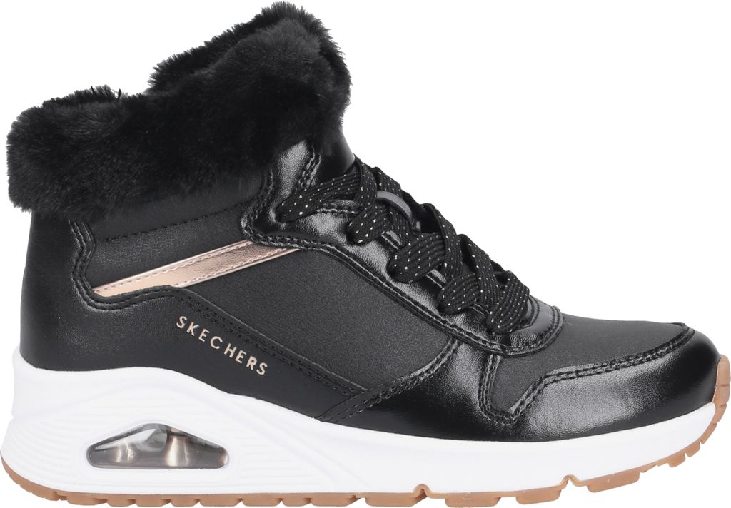 Skechers zateplená podšívka UNO, hladká kůže, černá, děti Obrázek produktu 