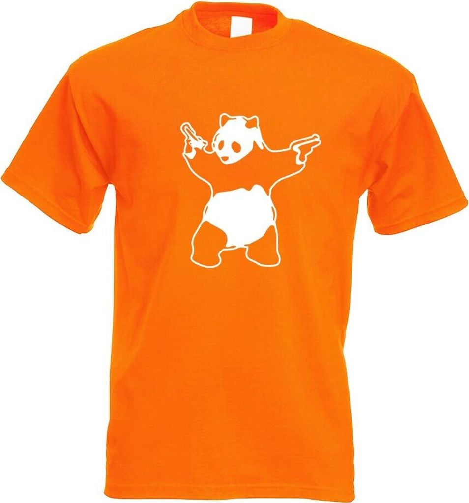 Kiwistar - T-Shirt - orange - Panda with Guns Motiv Bedruckt Funshirt Design Print - mit Motiv Bedruckt - Funshirt Design - Sport - Freizeit - Herr...