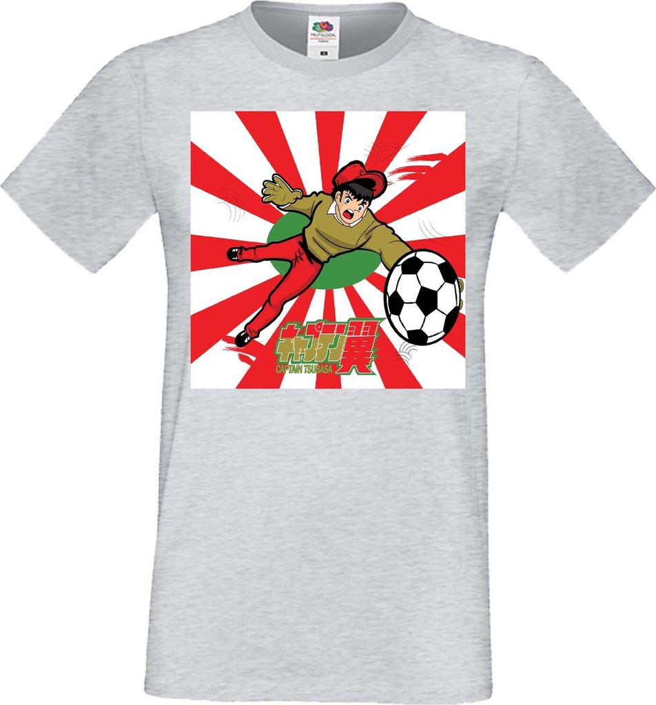 Herren T-Shirt Manga Anime Captain Tsubasa 04 Genzo Wakabayashi, Man XL / Grau