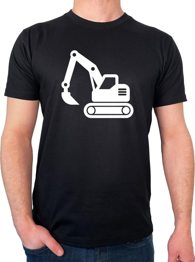 Huuraa Herren T-Shirt Bagger Baumaschine S Black Bio Baumwolle Fairtrade Herrenshirt Geschenkidee