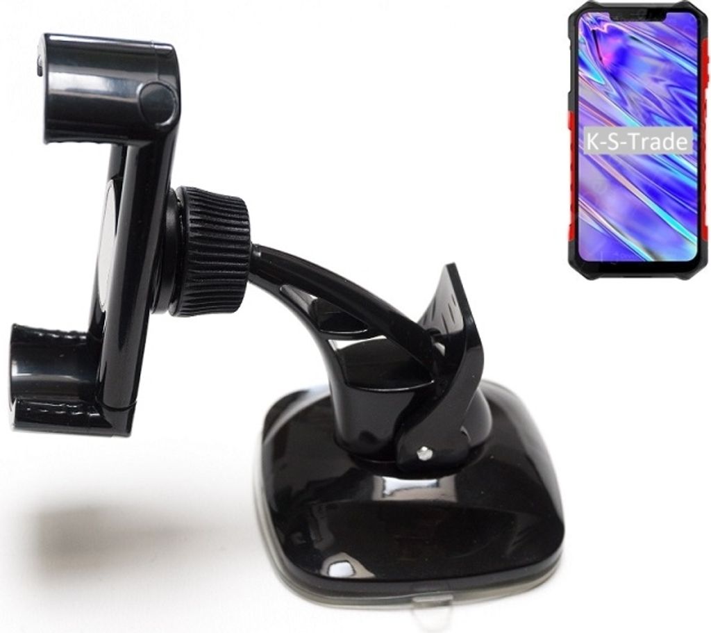 K-S-Trade kompakte Handy-Halterung Windschutzscheibe kompatibel mit Ulefone Armor 6 Armaturenbrett schwarz Autohalterung KFZ Halter Scheiben-Halterung