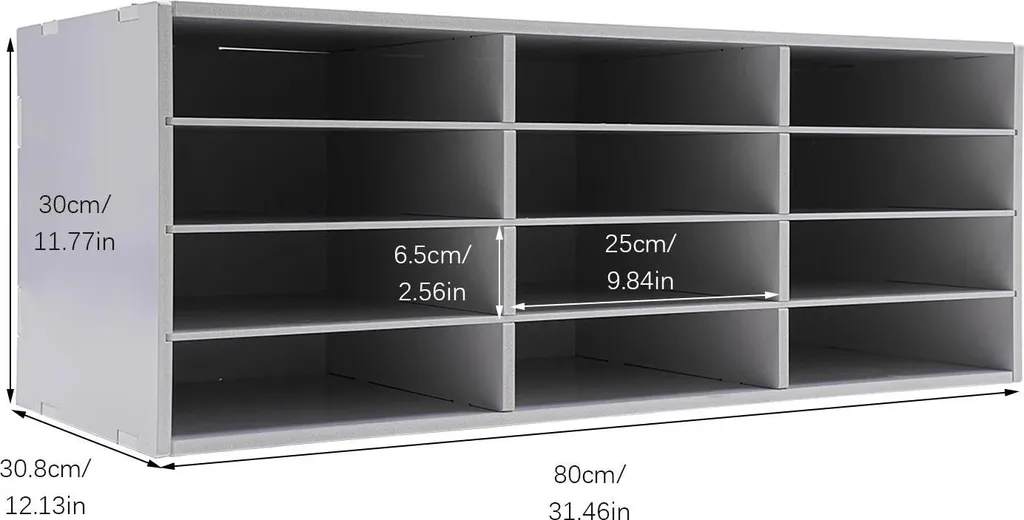 Rangement bureau 12 compartiments - Organiseur PVC blanc multi-niveaux - 5