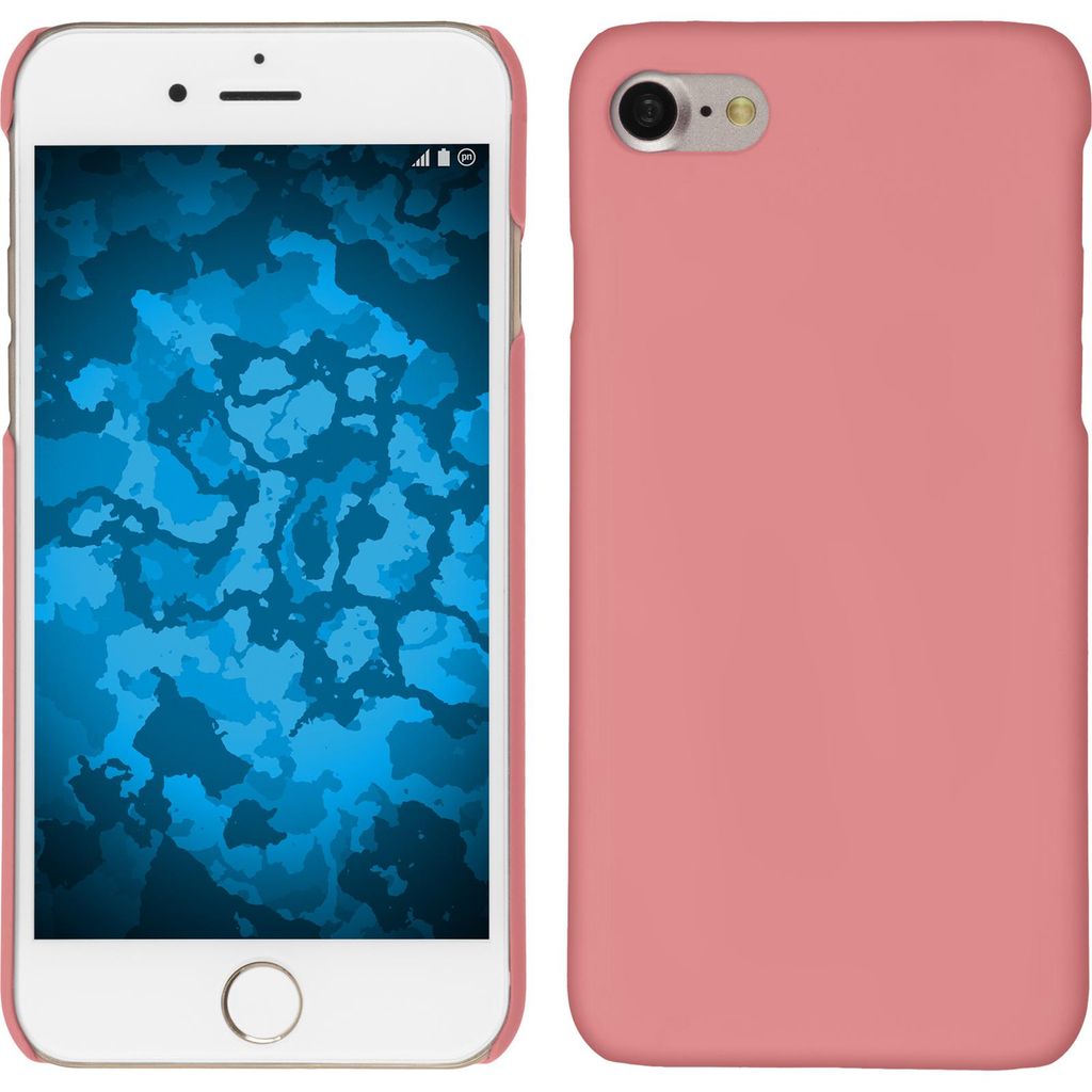 PhoneNatic Case kompatibel mit Apple iPhone 7 / 8 / SE 2020 - Hülle rosa gummiert Hard-case + 2 Schutzfolien
