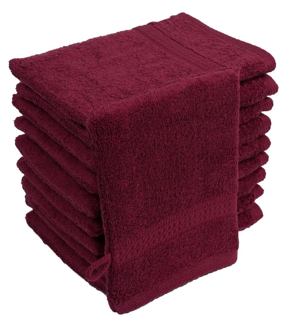 Waschhandschuhe Waschlappen 10er Set Bordeaux / Weinrot 100 Produktbild 