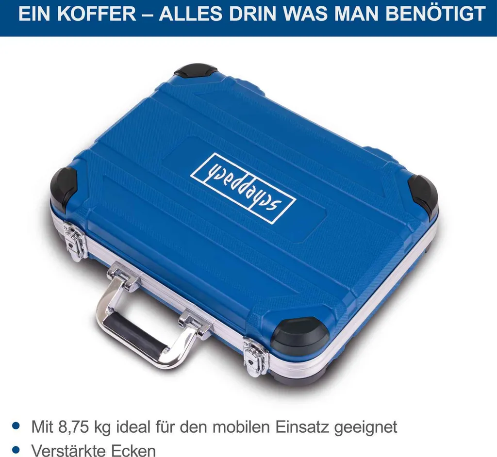 Mallette de 233 outils Scheppach TB235 en acier chrome-vanadium robuste