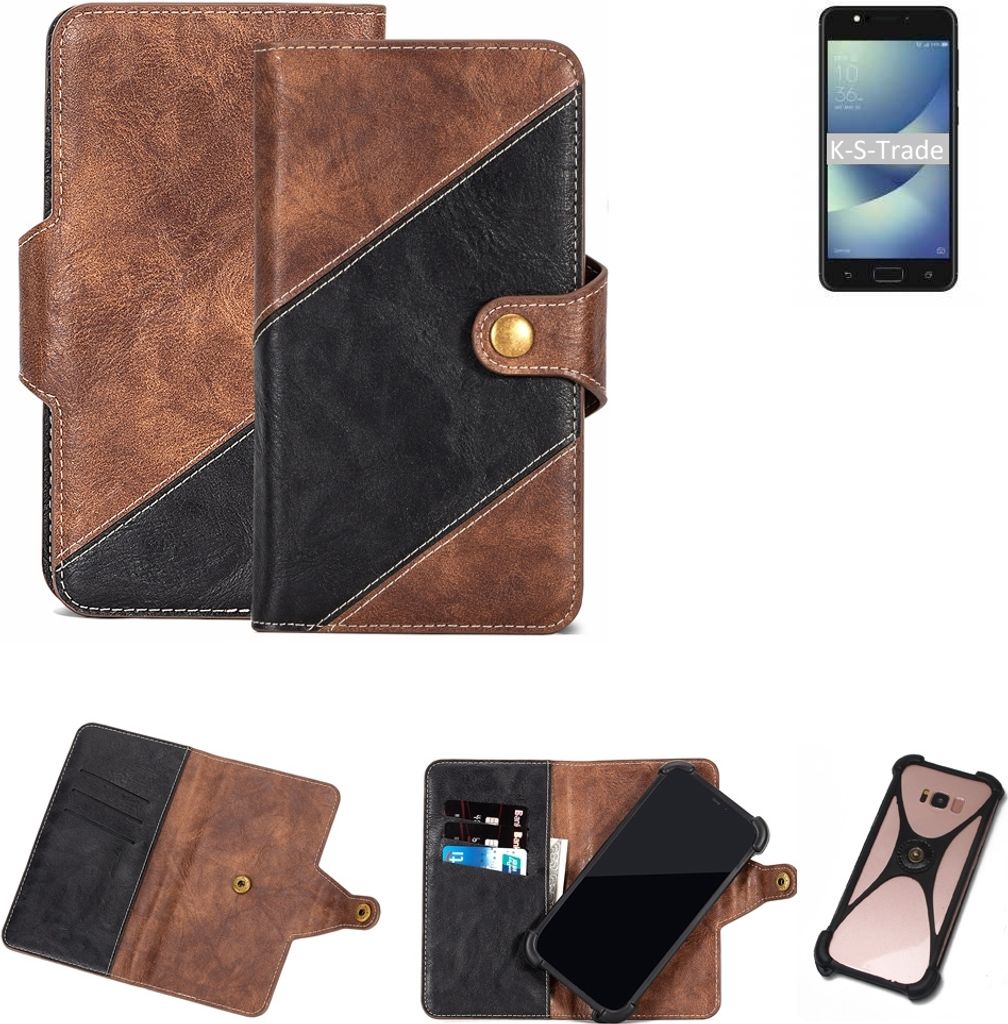 K-S-Trade Handy Hülle Schutz Hülle Schutzhülle Bookstyle Case kompatibel mit Asus ZenFone 4 Max 5.2 Zoll Handy Cover Hülle Schutztasche 1x