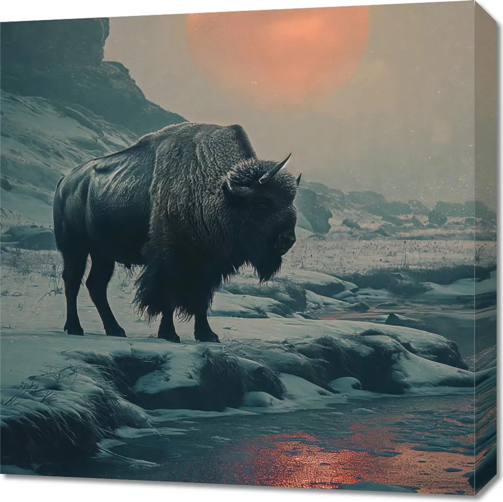 Offerta Quadro Bisonte 60x60 Monolite - Arredo Parete Alta Definizione