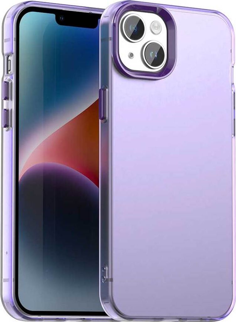 Handyhülle für iPhone 14 Plus /iPhone 15 Plus Schlank Durchscheinend Matt Stoßfest Schutzhülle Lila