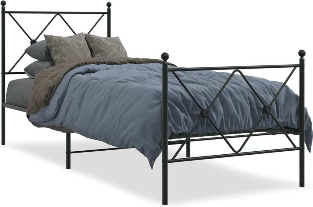 Maison Exclusive - Bettgestell mit Kopf- und Fußteil Metall Schwarz 80x200 cm