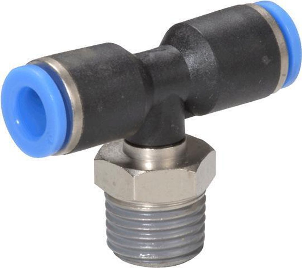 T-Steckverschraubung, Schlauch 8mm, Gewinde R3/8a, STVS-QTECK-R3/8a-8-PBT-SBR-V1-M120