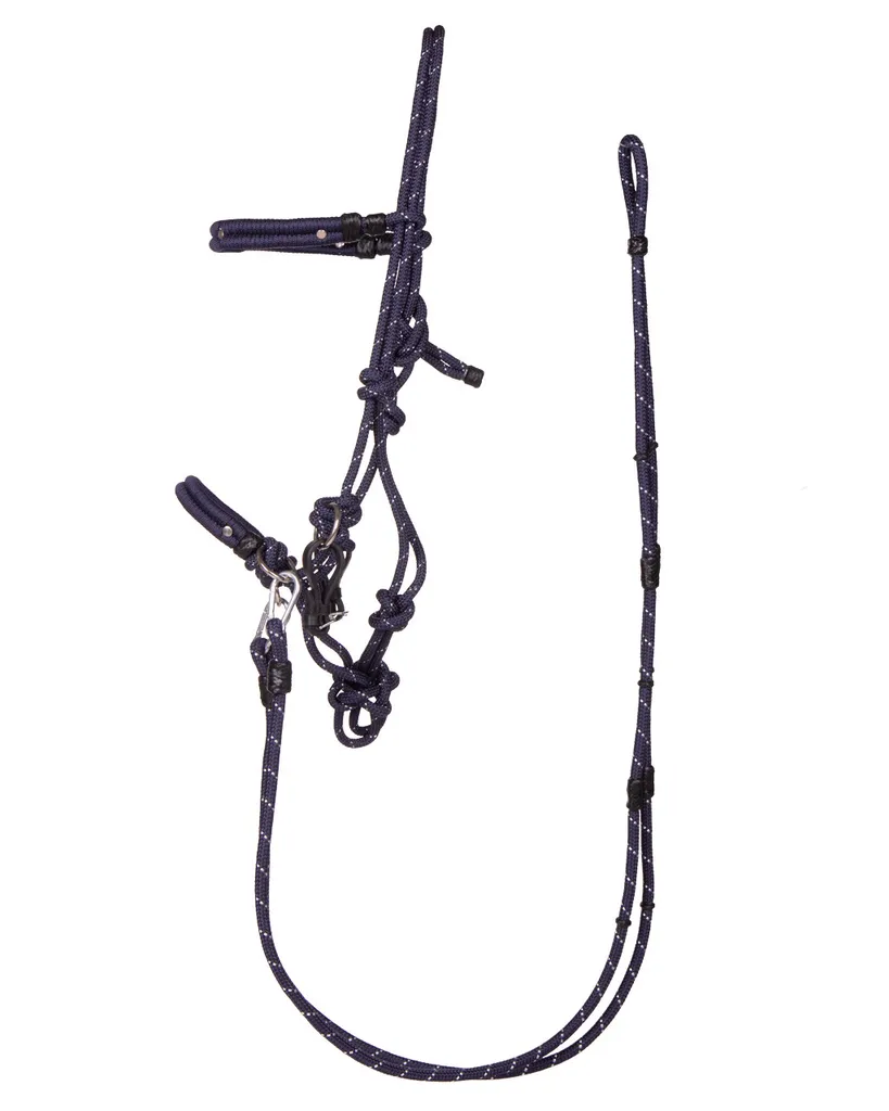 Licol éthologique en corde multifonction QHP17 Navy pour petit poney