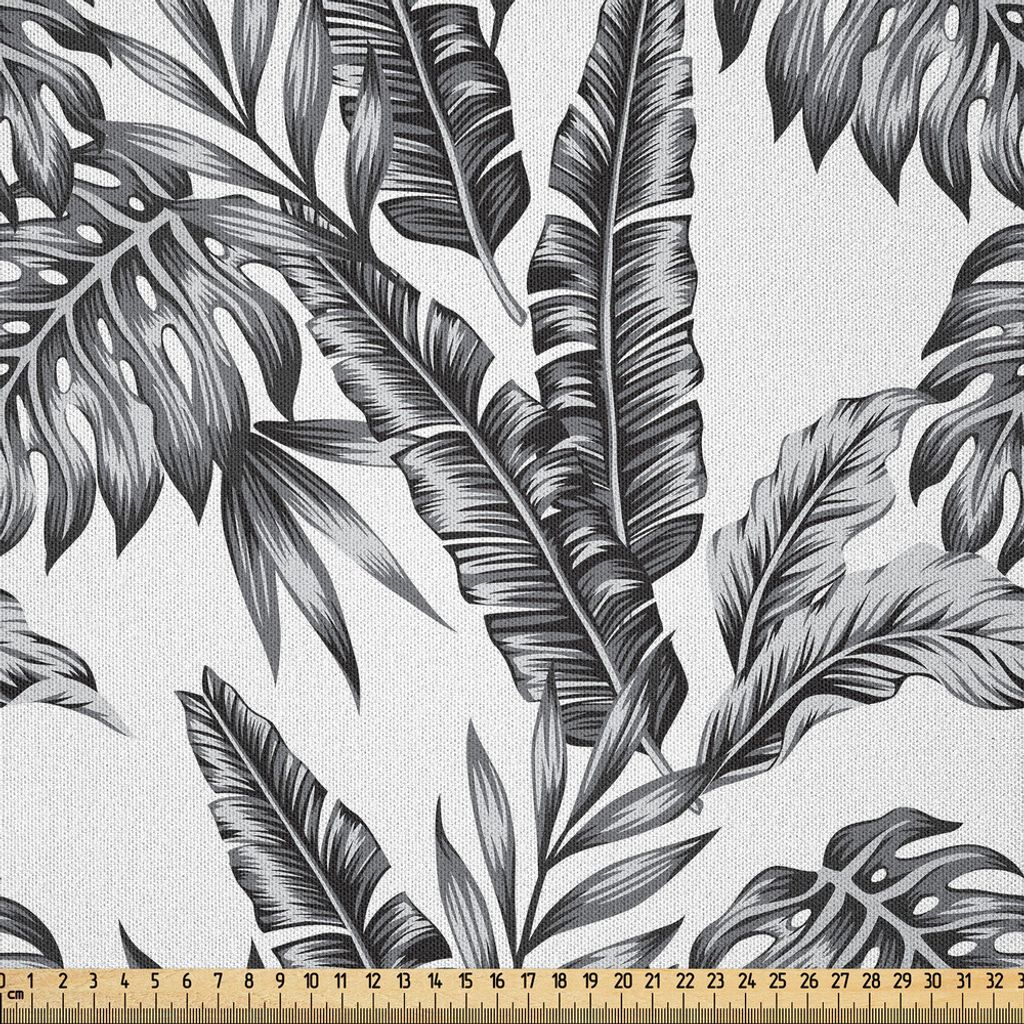 ABAKUHAUS Urwald Microfaser Stoff als Meterware , Monochrom-tropische Pflanzen-Palme Monstera-Bananen-Blatt-Insel-Natur-Thema, 1 M (230 x 100 cm), ...