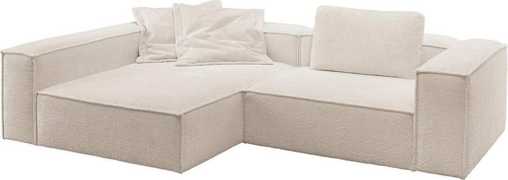KAWOLA Sofa CARMO Ecksofa Stoff weiß Recamiere links