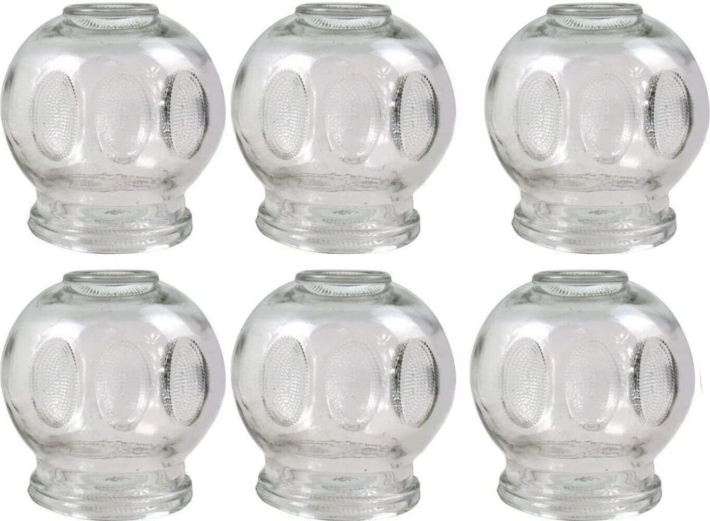 6er SET Schröpfgläser ø 8 cm Höhe 8,5 cm Innendurchmesser ca. 4,8 cm Schröpfen aus Glas (Feuerschröpfen) Vakuum Massage - Glass Cupping - Б...