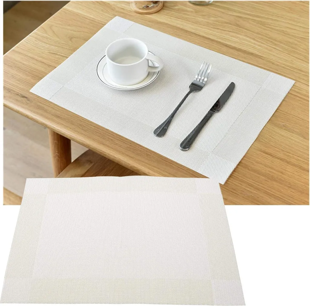 Set de 6 sets de table tissés blancs imperméables et antidérapants