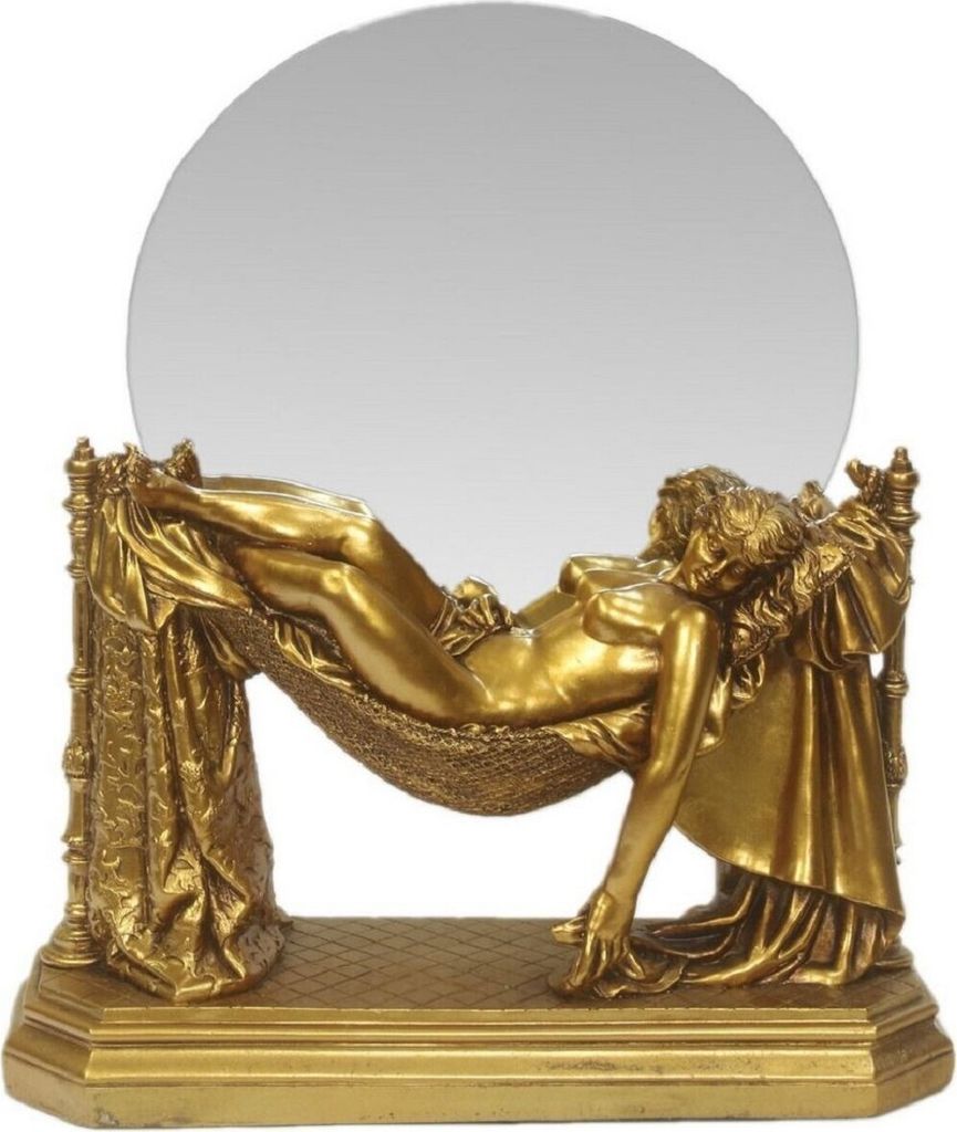 Casa Padrino Barock Tischspiegel Gold 30 x H. 37 cm - Standspiegel - Schminkspiegel - Kosmetikspiegel - Kleiner Deko Spiegel im Barockstil