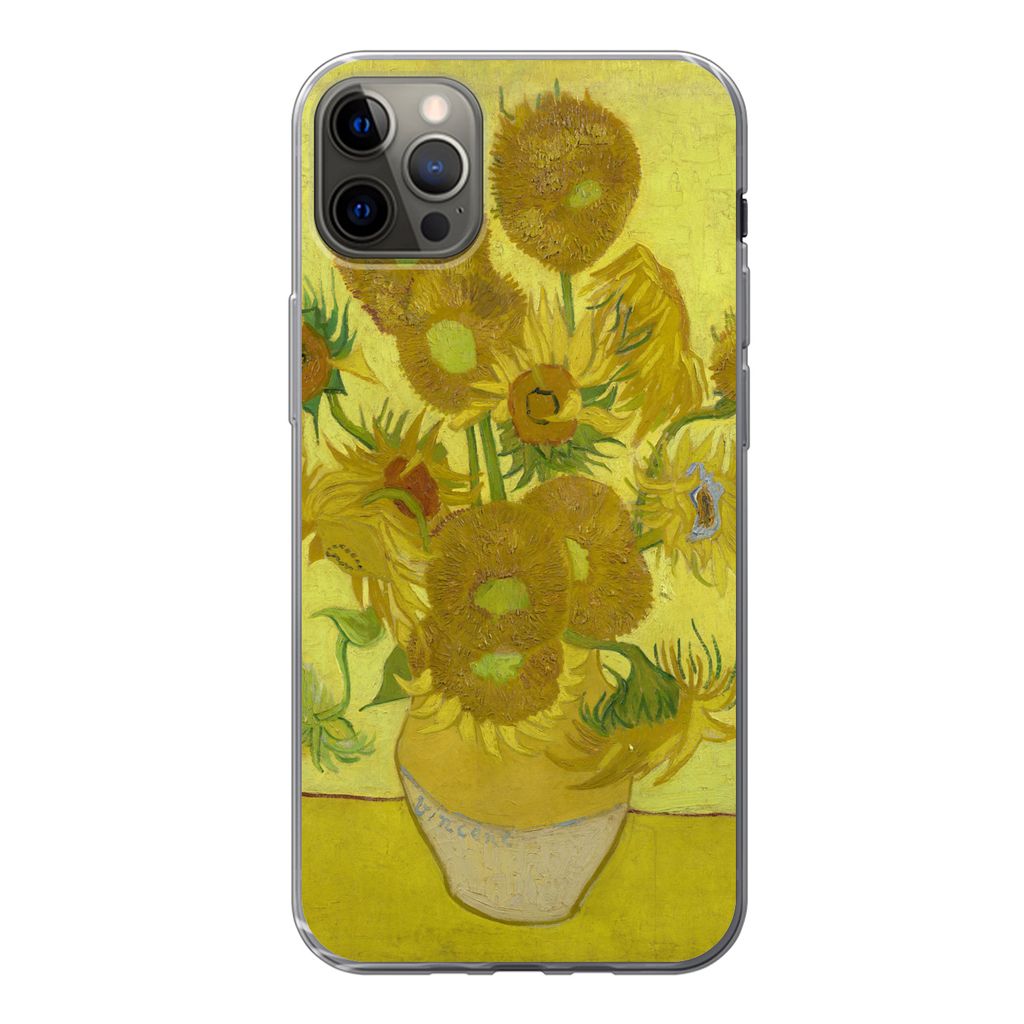 MuchoWow Handyhülle Schutzhülle Hülle für iPhone 13 Pro Max Sonnenblumen - Vincent van Gogh Silikon Softcase Handy Hülle - Mobiltelefon