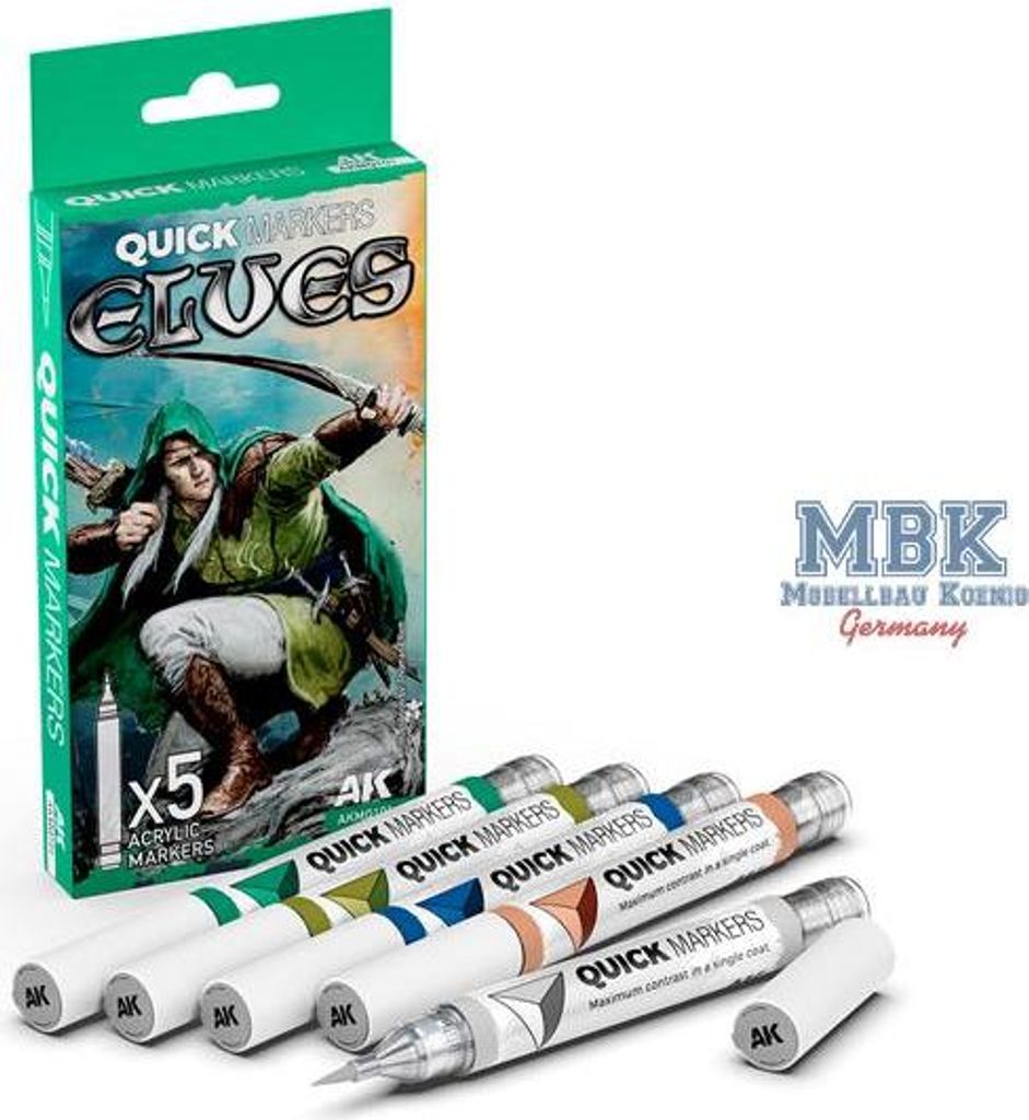 AK Interactive S.L. AK-MQ101 ELVES - QUICK MARKERS SET