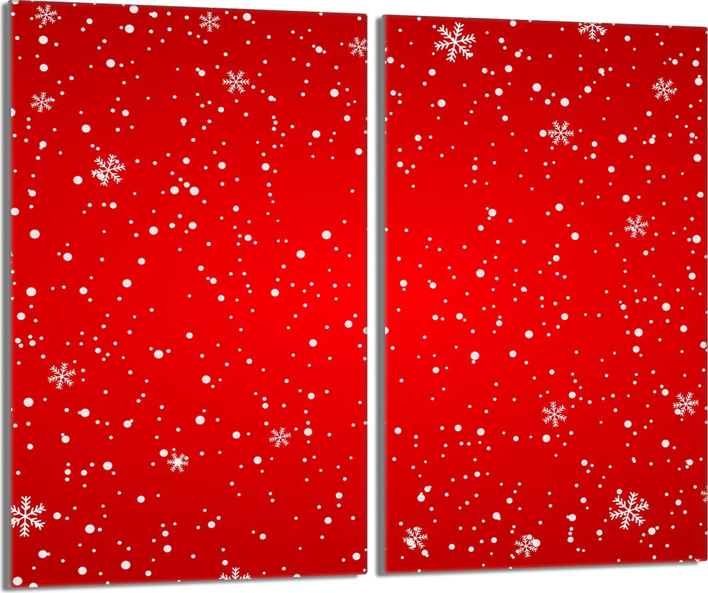Piastre Copri Fornelli Vetro Temperato 30x52 Rosso Vacanze - Set 2 Pezzi