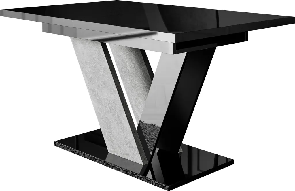 Table de salle à manger extensible GIBON 120x80 cm décor béton et noir