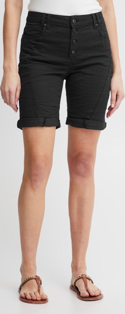 Pulz Jeans PZROSITA HW Shorts Damen Kurze Jeanshose Colored Denim mit Stretch 5-Poket-Style mit Knopfleiste Slim Fit