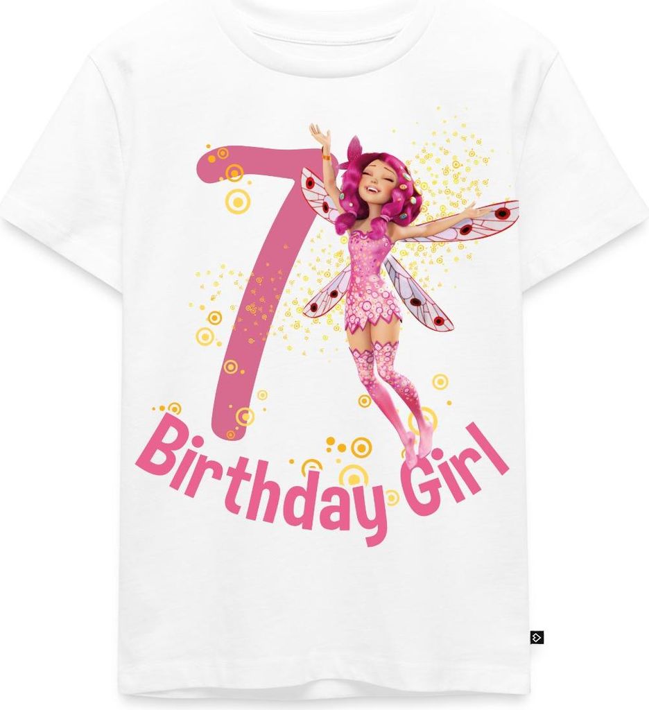 Spreadshirt Mia and Me 7. Geburtstag Geburtstagsgeschenk Kinder Premium T-Shirt, 122/128 (6 Jahre), Weiß