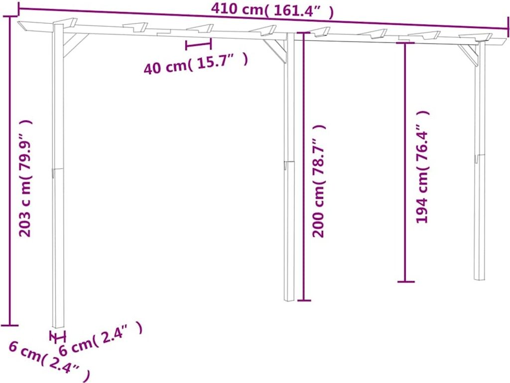 vidaXL Gartenpergola 410x40x203 cm Holz Produktbild 5
