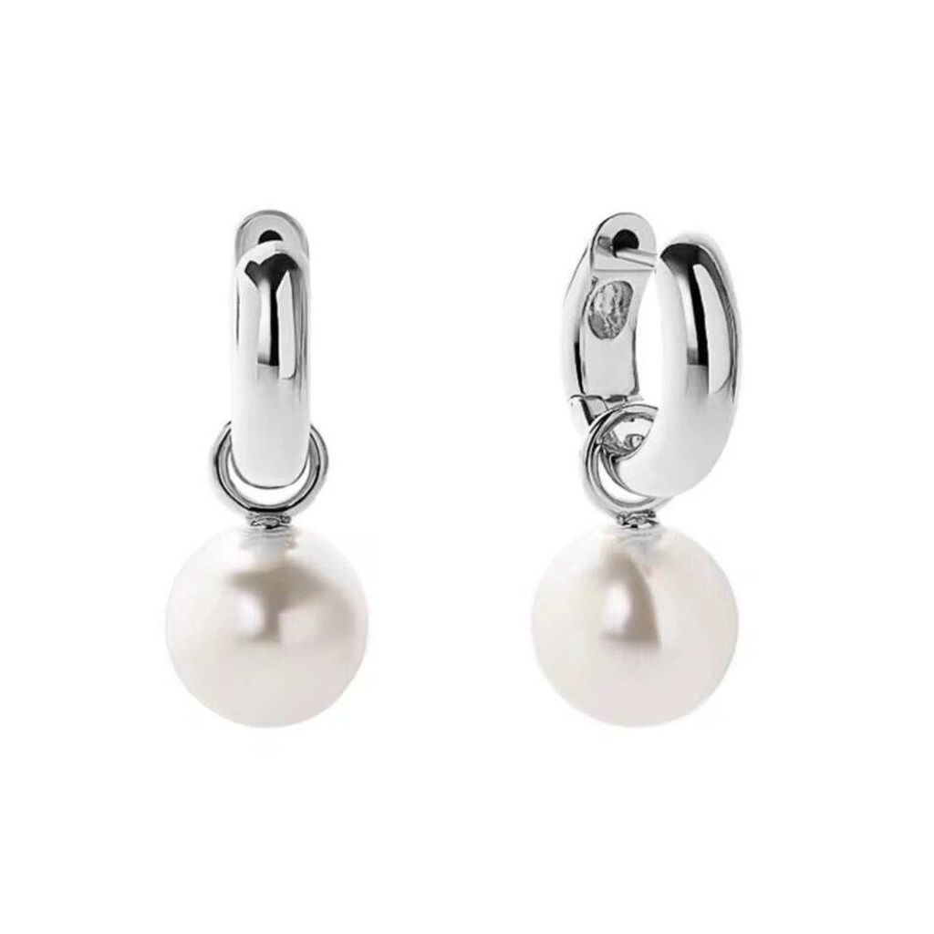 Perlenohrringe Elegante Damen Perlen Ohrringe Trend Creolen 925 Silber 18K Gold