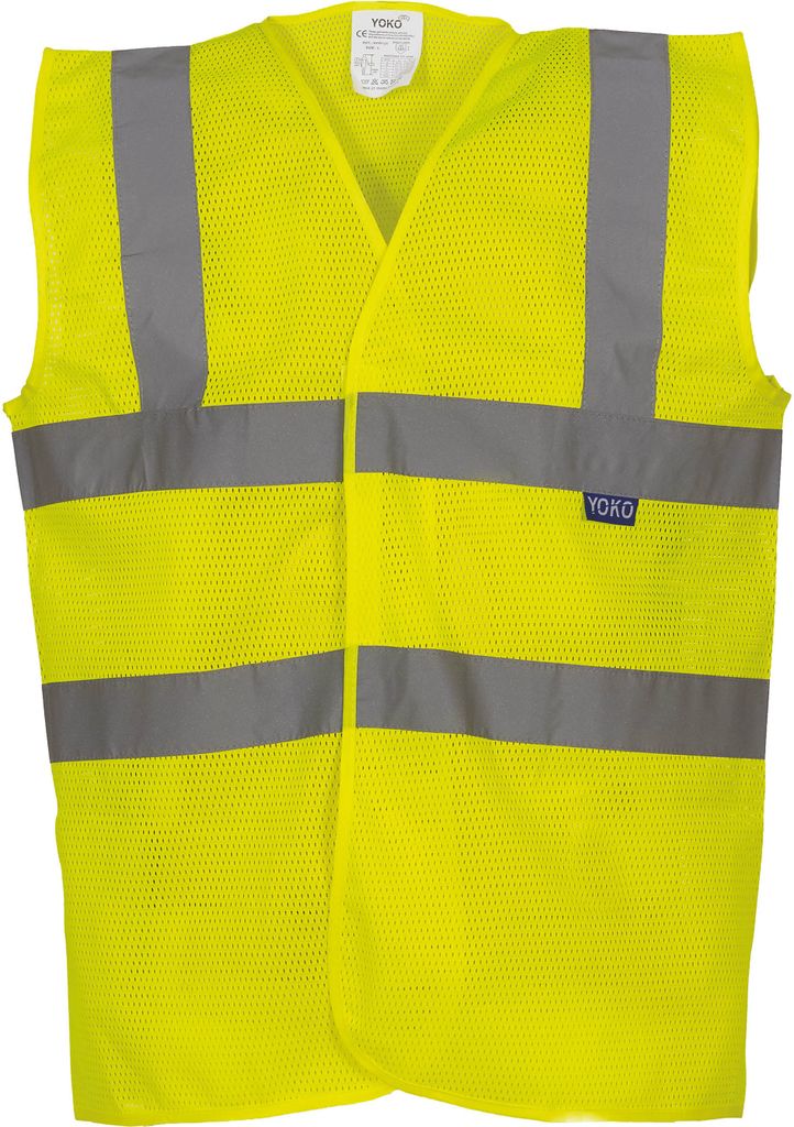 YOKO HVW120 | Herren Hi Vis Top Cool Open Mesh Waistcoat / EN ISO 20471 - Farbe: Hi-Vis Yellow - Größe: L