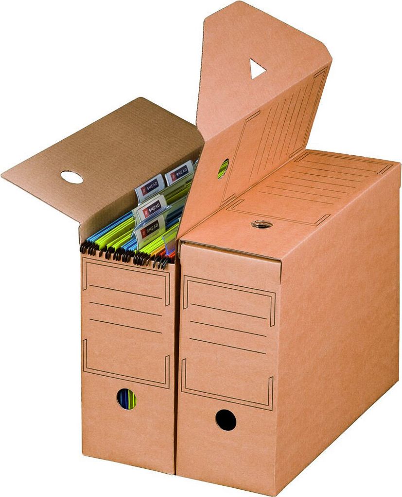 10x Archiv Ablagebox Basic, braun, Rückenbreite 12 cm