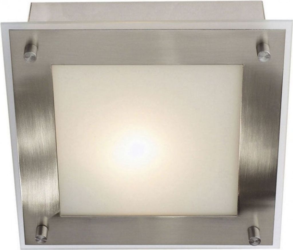 Wandleuchte Deckenleuchte satiniertes Glas Metall Silber 18 x 18 x 7,5cm