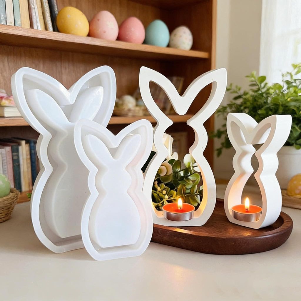 Zweiteilige Silikonform für Osterhasen, 3D-Eierform, Ostereierform, Form für Osterhasenkerzen, Form für dekorative Osterkerzen, Gipsform für Os...