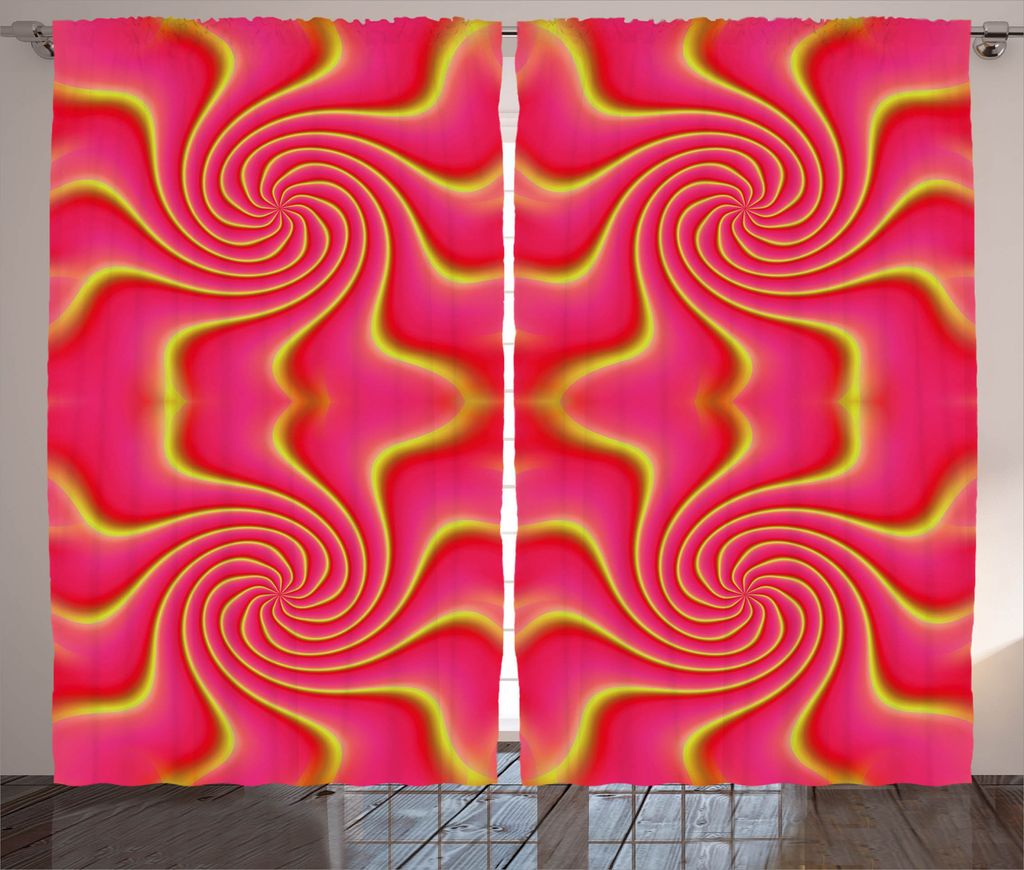 ABAKUHAUS Rosa Rustikaler Vorhang, surreal Patterns, Wohnzimmer Universalband Gardinen mit Schlaufen und Haken, 280 x 245 cm, Gelb Rot
