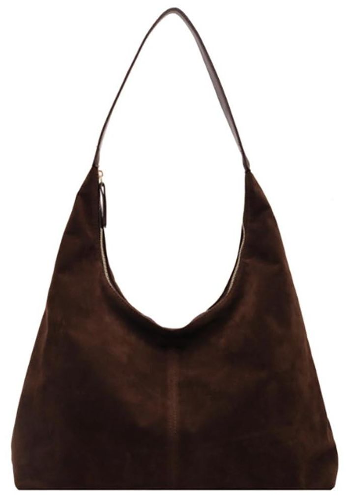 Borsa a tracolla in pelle scamosciata - Modello hobo - Immagine del prodotto 
