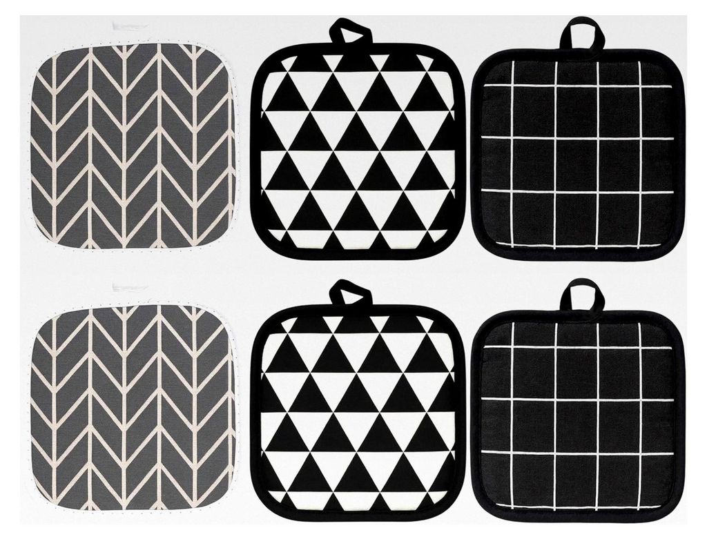 6-teiliges Set Topflappen, hitzebeständige quadratische Topflappen für Kochen und Backen, Baumwoll-Topflappen mit Aufhängeschlaufen für Mikrowe...