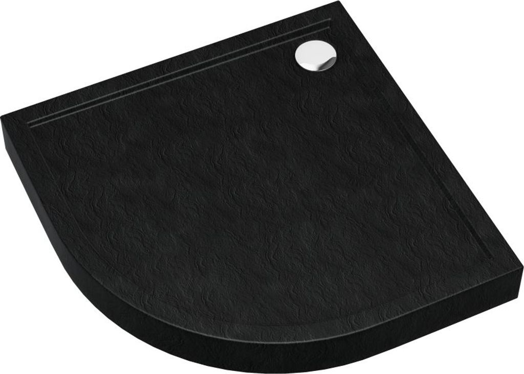 AQUABAD Duschwanne Ultima LeakProtect Black Stone 80x80cm R55 Viertelkreis