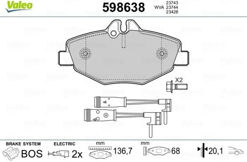 Plaquettes de frein avant Valeo 598638 pour Mercedes Classe E W211 S211