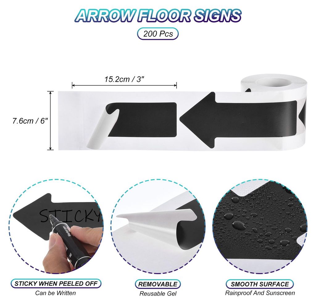Pfeil Flusszeichen 3"x6" Pfeil B?denaufkleber Band 200Stk Pfeil Kleber B?denmarker Aufkleber Richtung Pfeil Aufkleber Gro? fš¹r Weihnachten Klass...