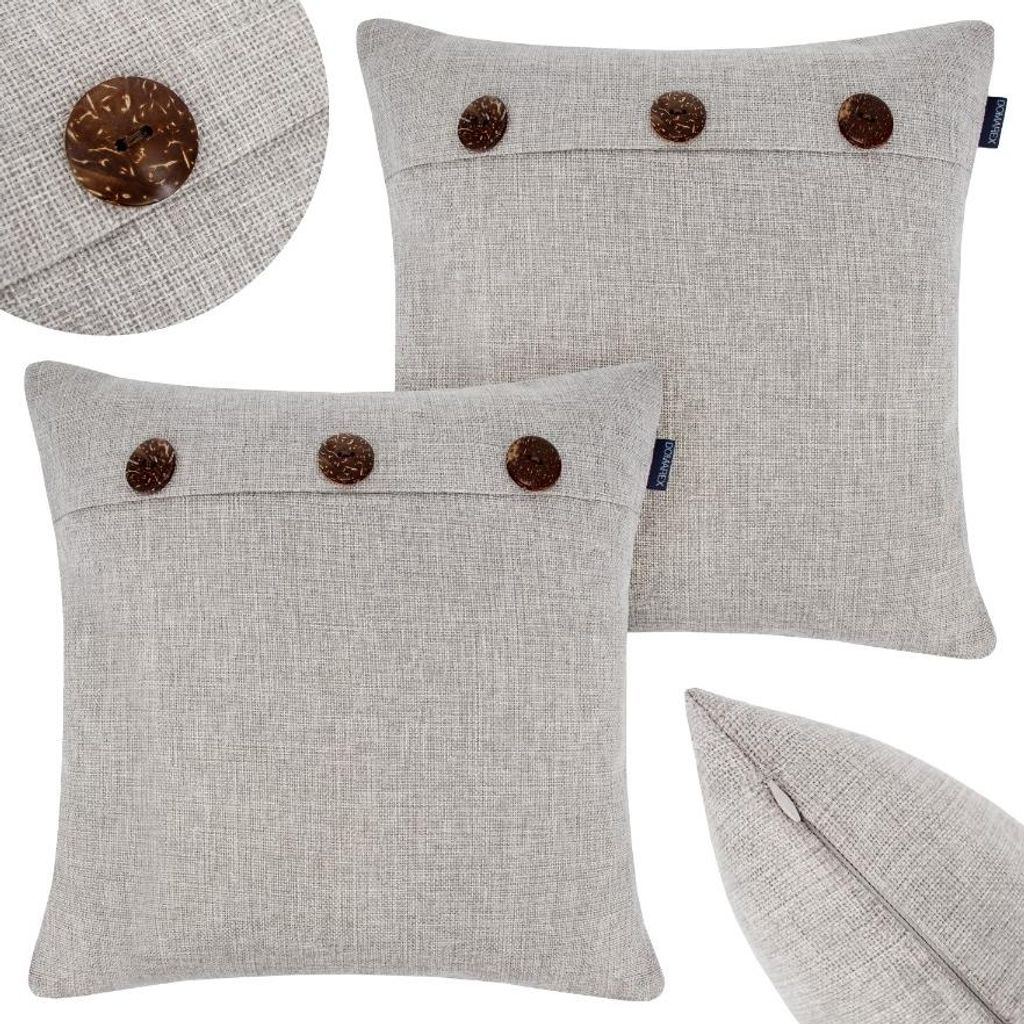 Domarex Kissenhülle 40x40 Vintage Femme mit Knöpfen, Polyester 200g/m², Retro Dekoration & Geschenkidee, 2 Stück, Beige