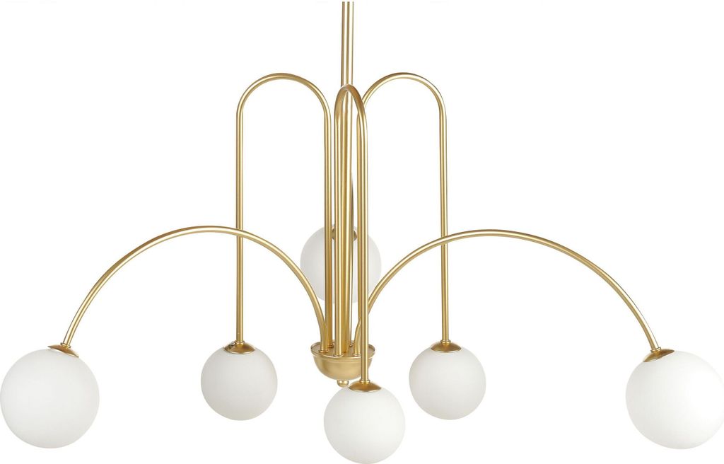 BELIANI Kronleuchter Gold / Weiß aus Metall u. Glas 6-flammig Rund Kugeln Edel Stilvoll Elegante Hängelampe für Wohnzimmer Esszimmer Schlafzimmer