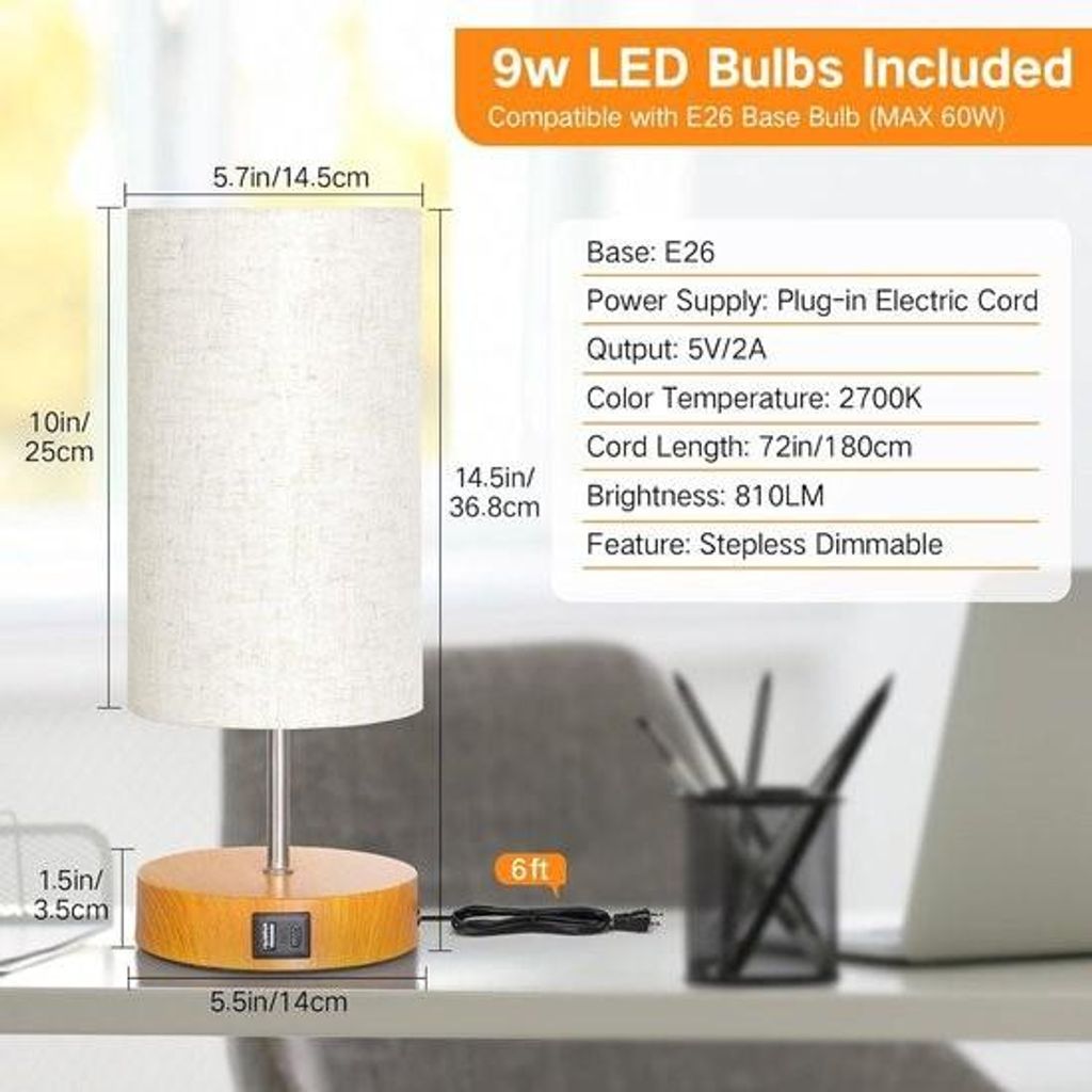 Nočná lampa – Nočná lampa, drevená stolová lampa s Obrázok produktu 