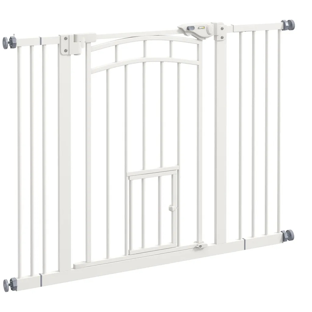 Barrière pour escalier et porte spéciale chiens avec chatière intégrée