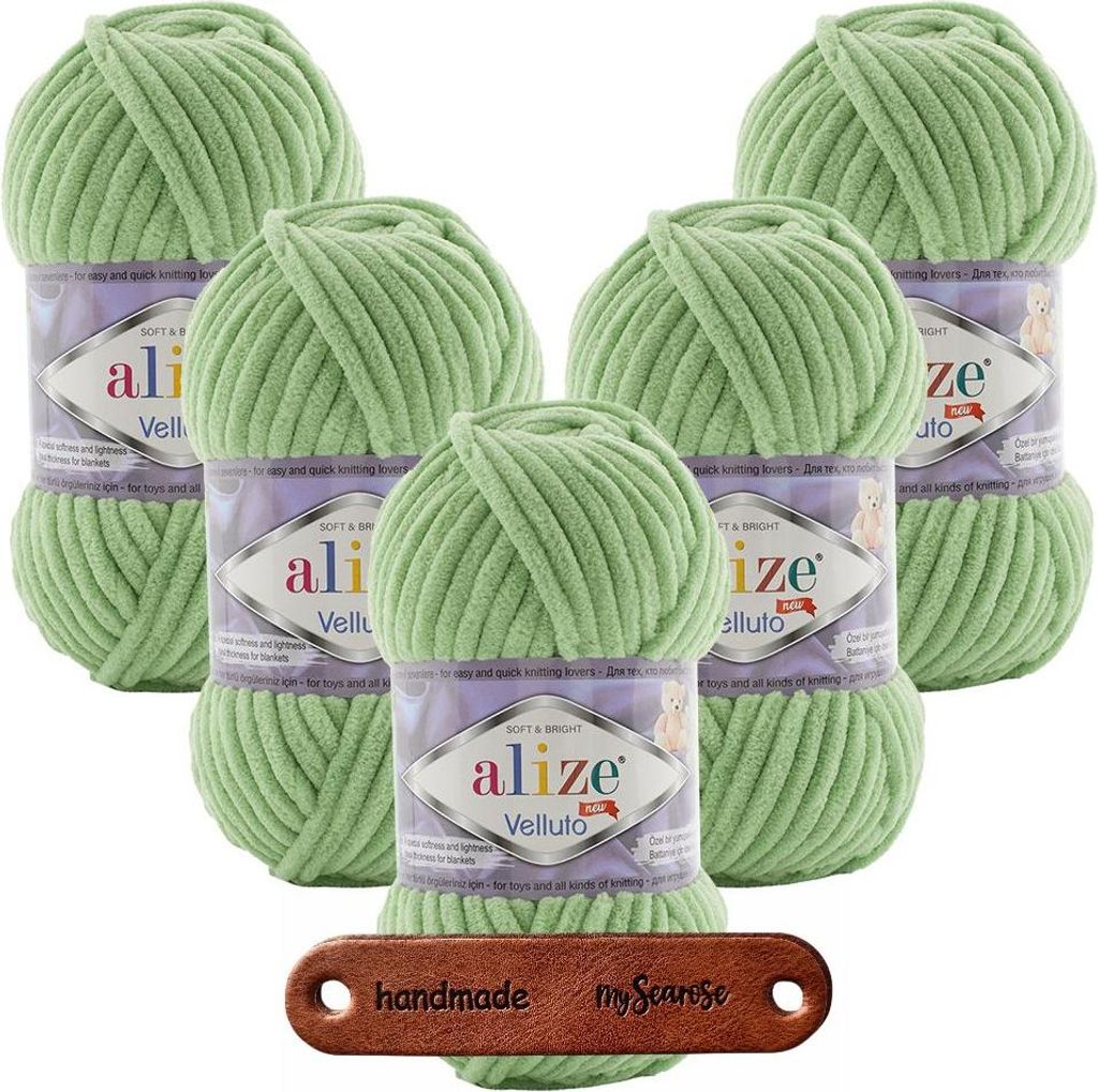5 x ALIZE Velluto 103 ASPARAGUS mit Label