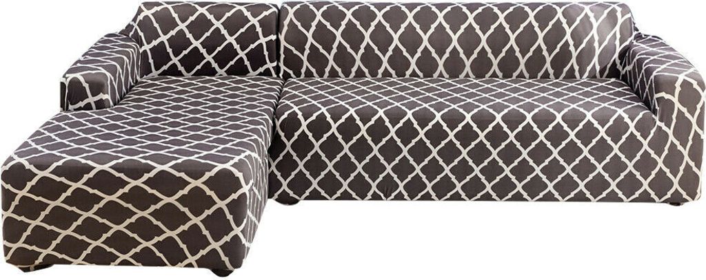 Sofa Überwürfe 2 teilig 3 Sitzer + 3 Sitzer, Elastisch Stretch Sofabezug L Form 2er Set mit 2 Stück Kissenbezug Sofabezüge Sofa Überzug Couch ...
