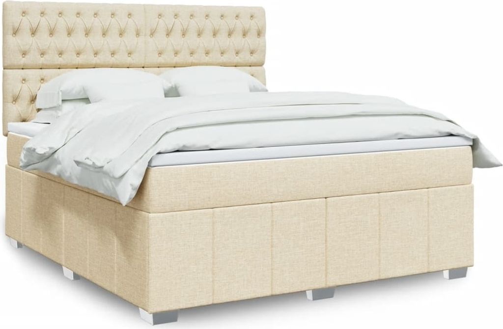 Maison Exclusive - Boxspringbett mit Matratze Creme 180x200 cm Stoff